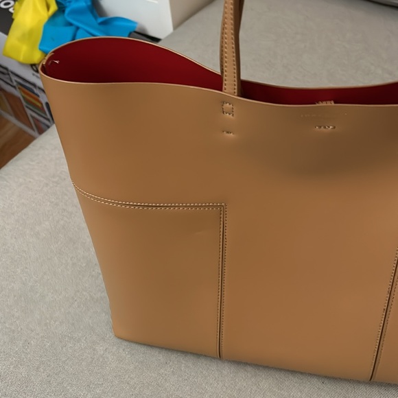 Authentic Tory Burch Block T Tote Tan Bag shoulder purse - Picture 4 of 11